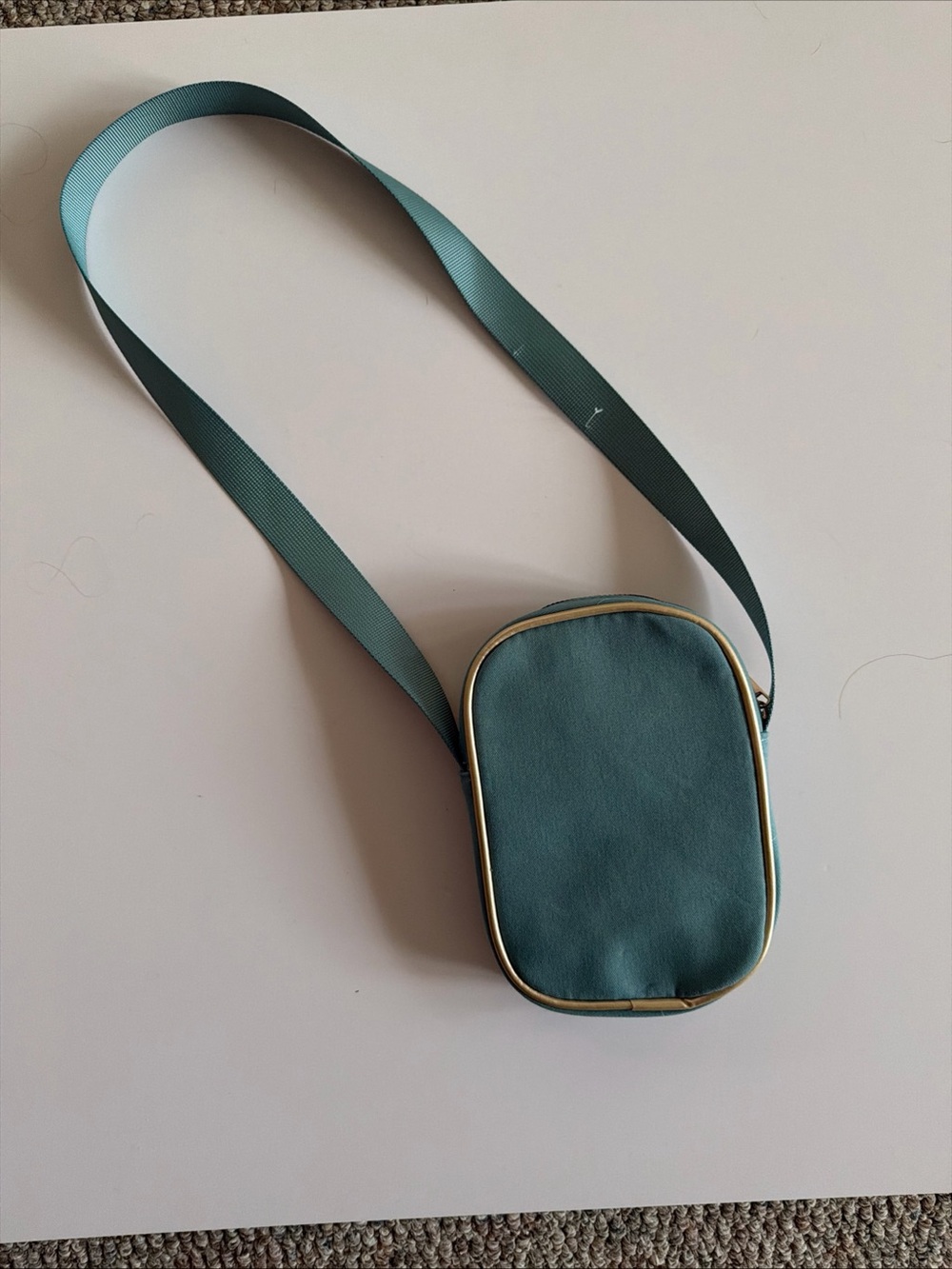 Teal Crossbody Mini Bag with Gold Trim